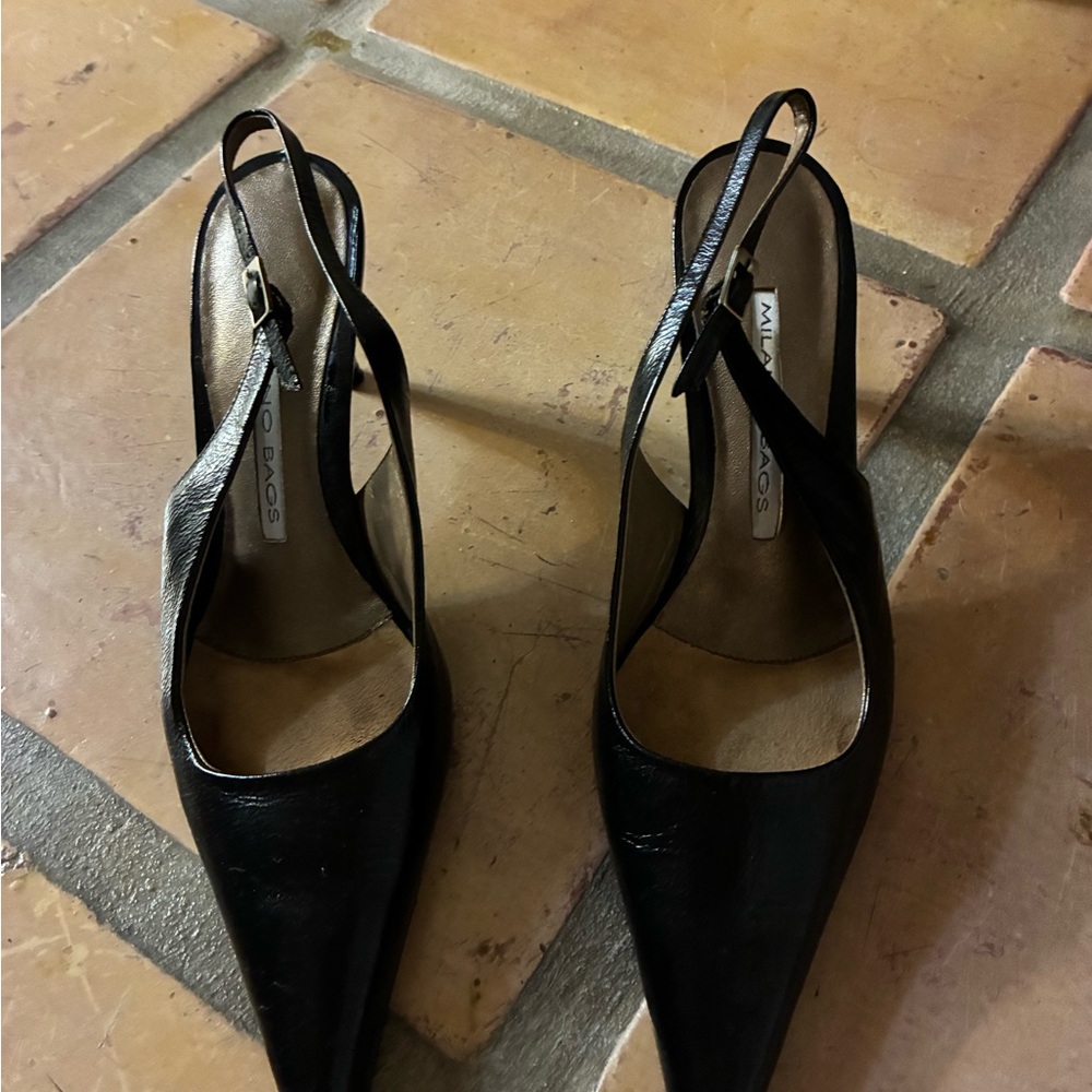 Milano Black Slingback Heels